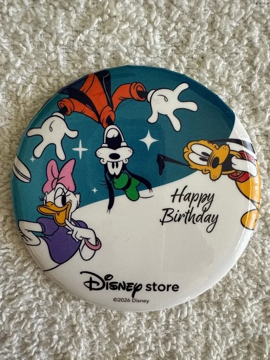 Disney Store Goofy Daisy Pluto “Happy Birthday” Button Pin