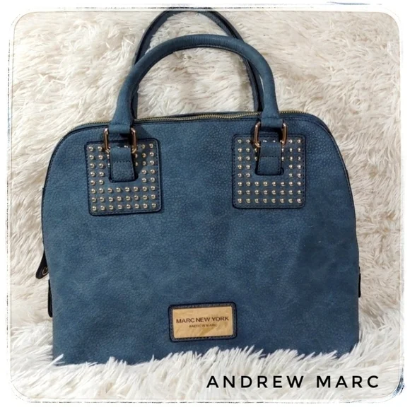Andrew MARC New York Women's Blue Leather Satchel