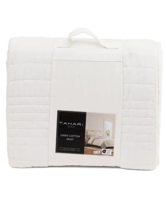 Tahari White Linen Cotton Quilt
