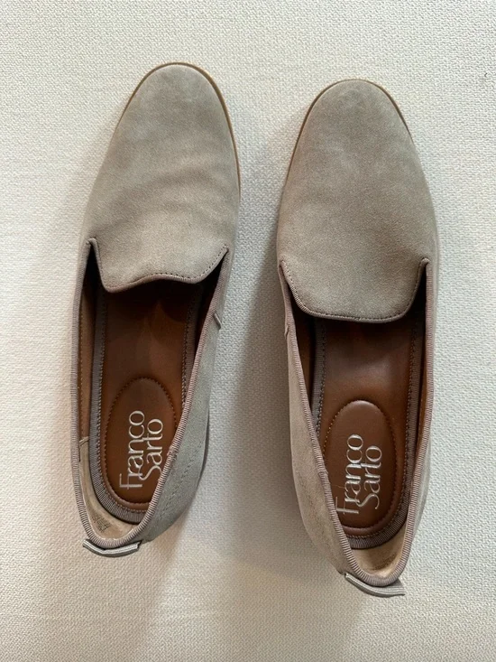 Franco Sarto Women's Jeena Beige Suede Slip-On Loafers Size 8