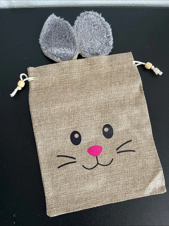 Burlap Style Bunny Drawstring Gift Bags - Bag 8x10”-NWOT- Multiple Available