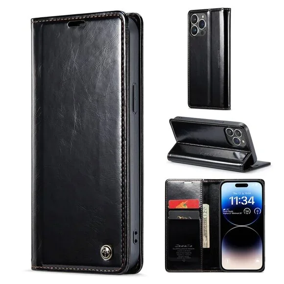 CaseMe 003 For iPhone 13 Pro Max Soft PU Leather Flip Wallet Case with 2 Credit