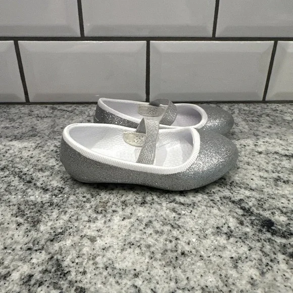Native Shoes Margot Silver Bling Baby Girl Slip On Ballet Flats Shoes‎ C4 Light