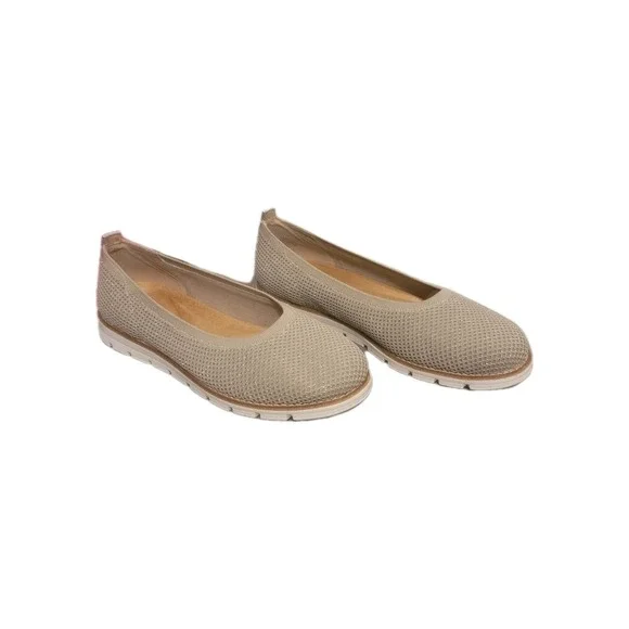 NEW EASY SPIRIT FLEX TECH Women's KELLINA ALMOND KNIT‎ GOLD BALLET FLATS