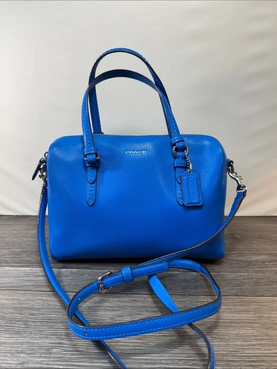 Coach Electric Blue Leather Satchel with Removable Strap