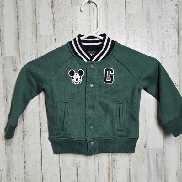 Gap × Disney Boys Organic Cotton Varsity Jacket 18 - 24 months Mickey Mouse