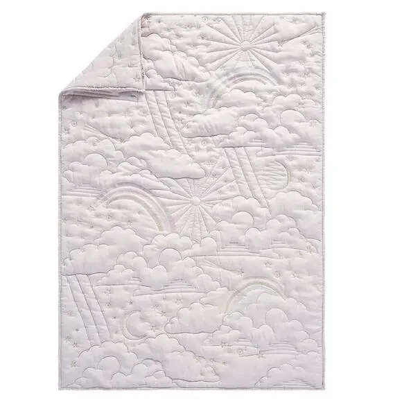 Pottery Barn Marlo Tencel Quilt Twin Size Lavender Purple Stitching Bedding NEW