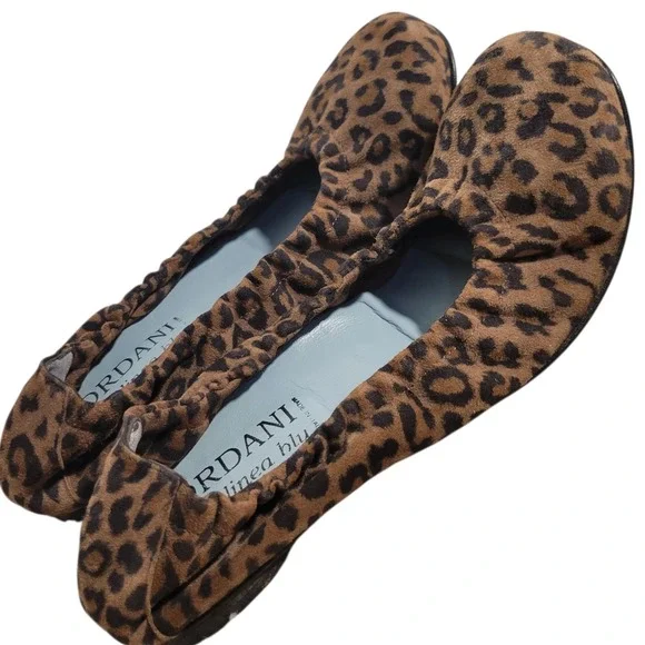 Cordani Linea Blu Suede Leopard Cheetah Ballet Flats Slip On Womens 7