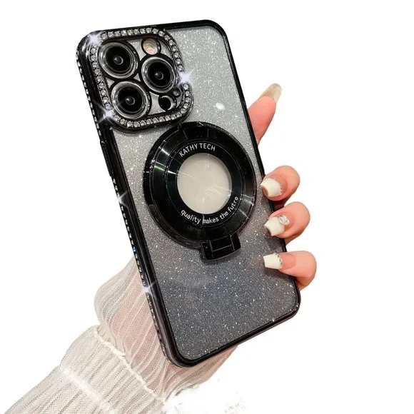 Glitter iPhone 16 pro max Case with Ring Holder