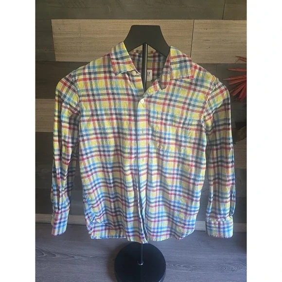 Gap Kids Plaid Button Up‎ Casual Striped Shirt Boys Size 8 REGULAR Preowned