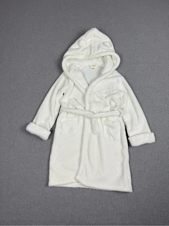 Baby Gap White Plush Bear Ear Robe 5T Hooded Fleece Bathrobe Unisex