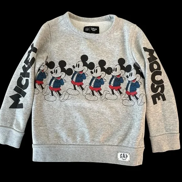 Baby Gap X Disney‎ Kids size 5 Gray Mickey Mouse Crewneck Sweatshirt Top Grey