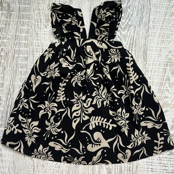 Gap girls sleeveless flowy floral dress black cream Size 3T muslin light weight