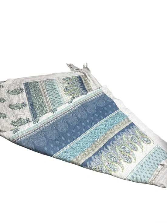 Soft surroundings twin size lightweight quilt linen blend boho paisley