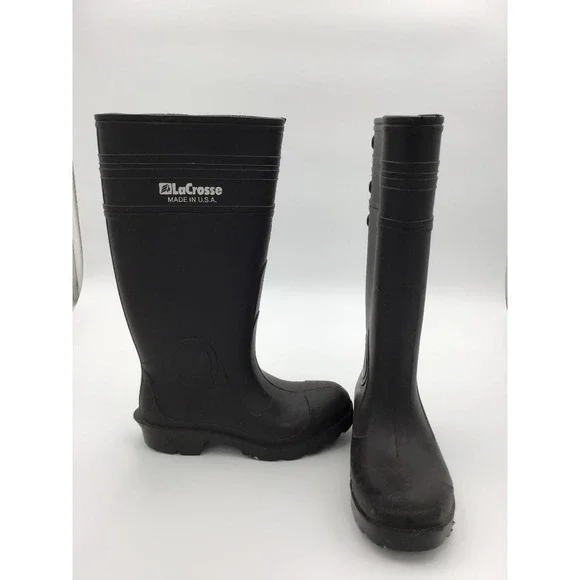 LaCrosse Black Rubber Boots Youth Size USA Tall Waterproof Workwear Barn Boots