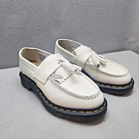 Dr. Martens Adrian Tassel Loafer‎ White Smooth Leather 27431100 Womens 6 Mens 5