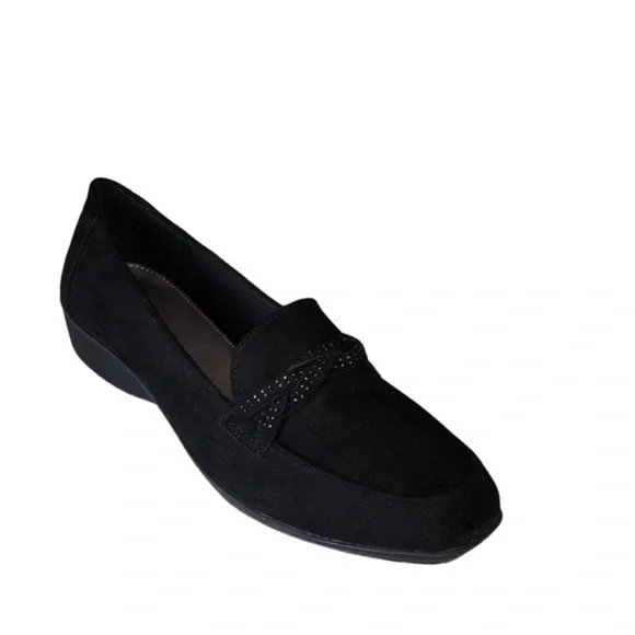 Karen Scott Womens Closed Toe Slip-on Joonne Loafer Shoes Black Micro 9.5 M NWT
