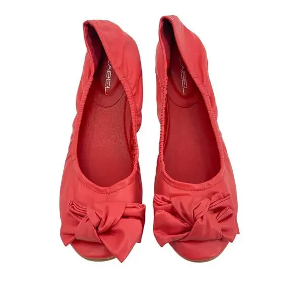 C Label Size 9 Divine Coral Pink Vegan Leather Ballet Flats Bow Shoes