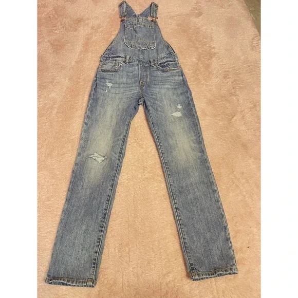 Gap Kids Light‎ Wash Denim Overalls Jeans Size Medium or 8 Bin11