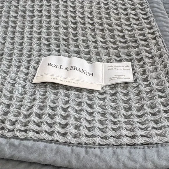 NEW Boll & Branch Signature Textured Stitch Quilt in Bluestone $549