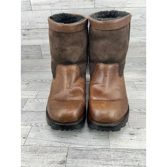 UGG‎ Australia Mens Beacon Brown Leather Sheepskin Winter Boots 5485 Size 8