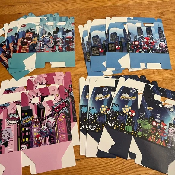 12 Superhero City Adventure gift favor bags boxes