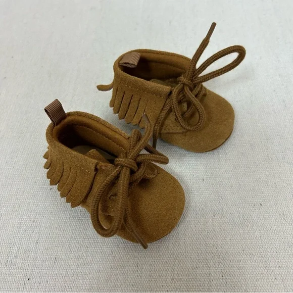 BABY GAP Tan Suede Moccasins with Fringe 0-3 Months