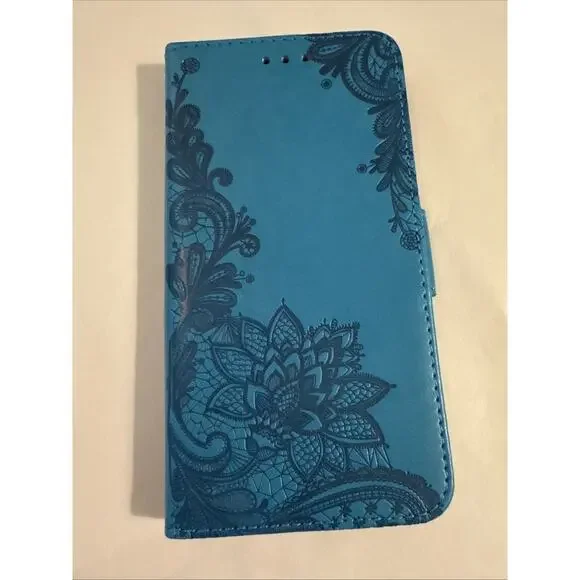 iPhone 14 Faux Leather Phone Case Wallet In Peacock Blue