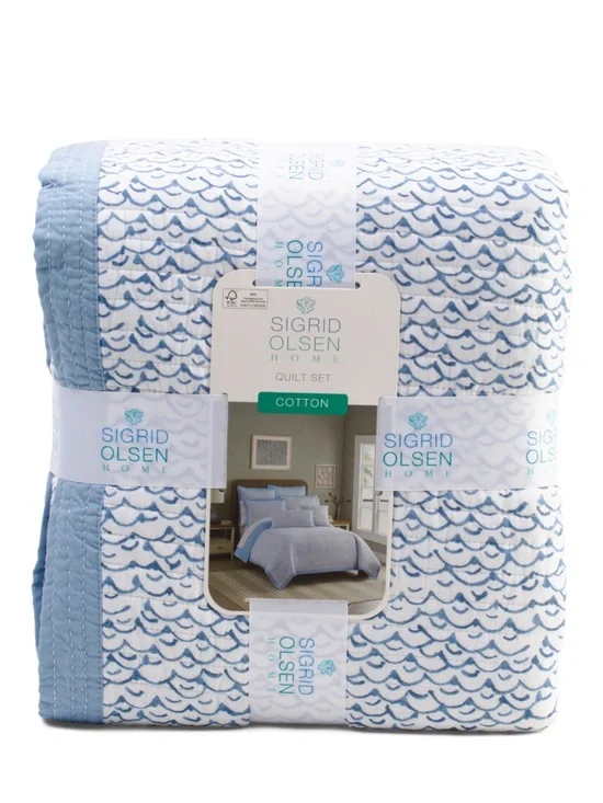 🎉LAST CHANCE🎉 BEACH TO BISTRO BY SIGRID OLSEN Cotton Block Print Quilt Set