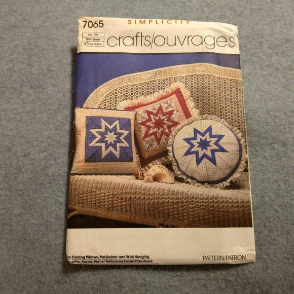 FOLDED STAR Block Pillow, Pot Holder Simplicity 7065 UNCUT Sewing Pattern 1985