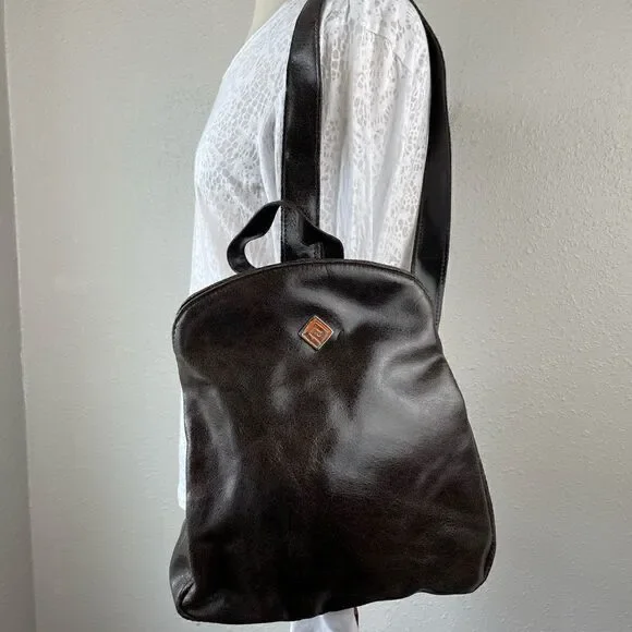 NWT Prago Brown Leather Satchel or Shoulder Bag