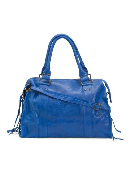GAVE LUX Made In Italy Leather Large Brush Front Zip Top Satchel