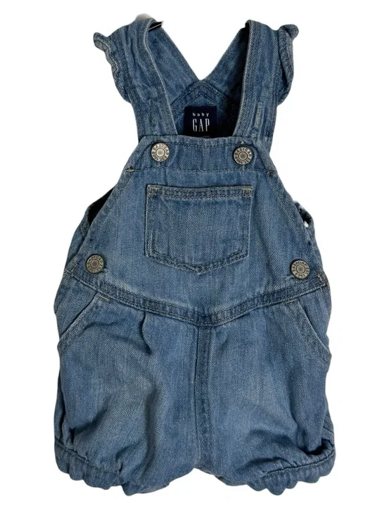Baby GAP Denim Ruffle Bubble Shortalls Overalls Blue Light Wash 0-3 Months