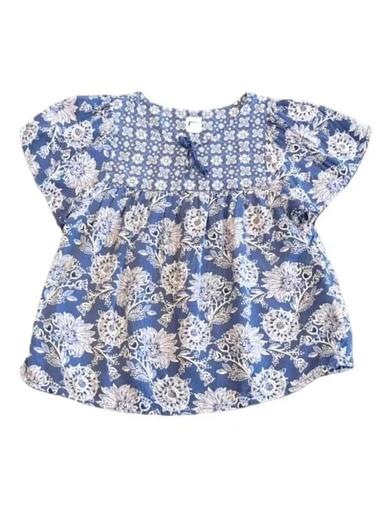 GAP Boho Floral Blouse Flutter Sleeve Top Flare Summer Blouse Girls Small