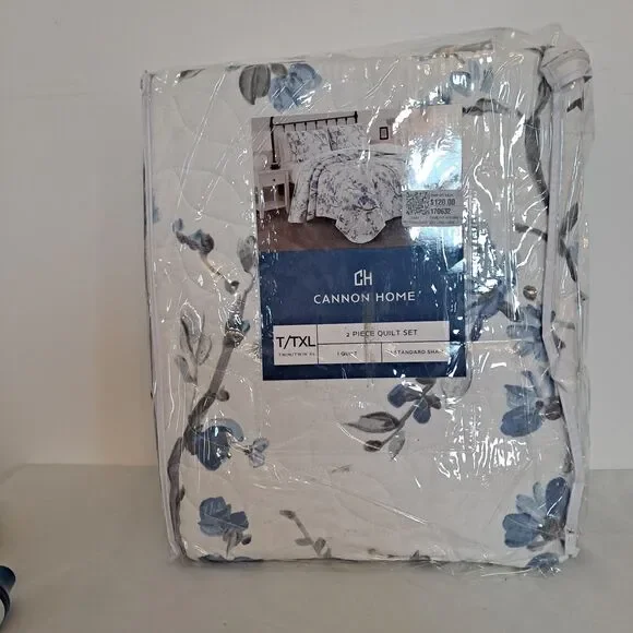 Cannon Home 2-Piece Quilt Set in Twin/Twin XL Blue Floral 68