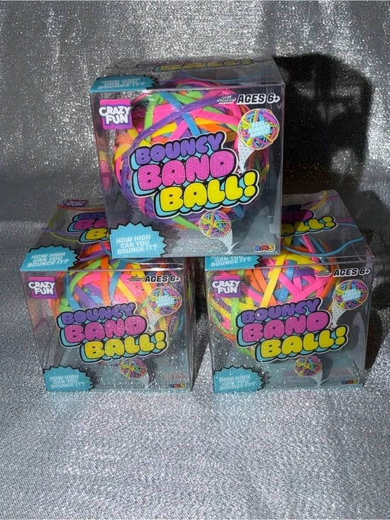 Lot Of Three RMS Bouncy Band Ball - Multicolor Rubber Band Like Bounce Ball