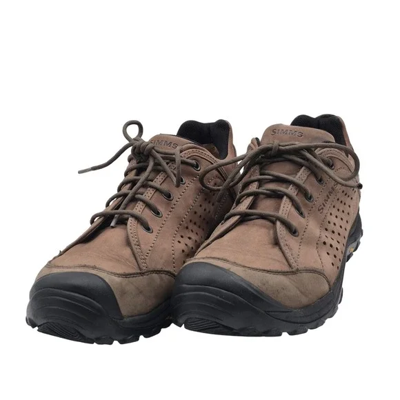Simms Shoes Mens‎ Size 12 Brown Gore-Tex Vibram Leather Hiking Outdoor Trail