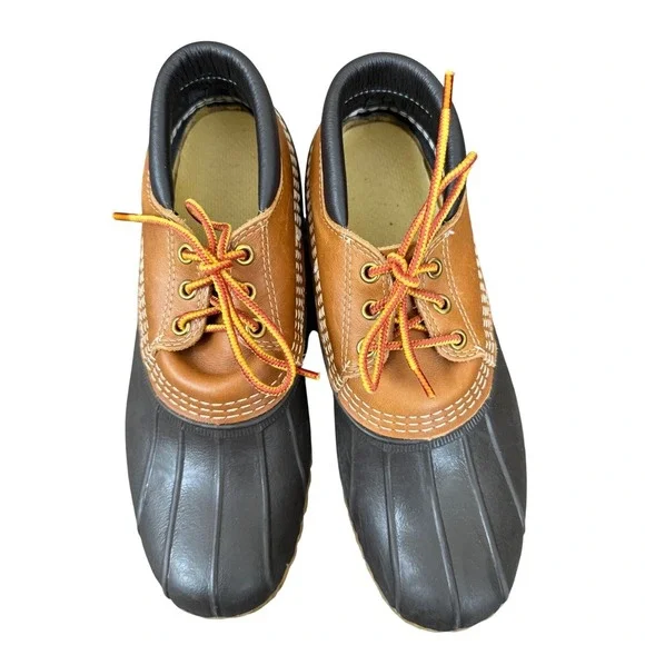 L.L.Bean Bean Boots Brown Leather Duck Boots Made in USA Lace-Up Mens size 8‎