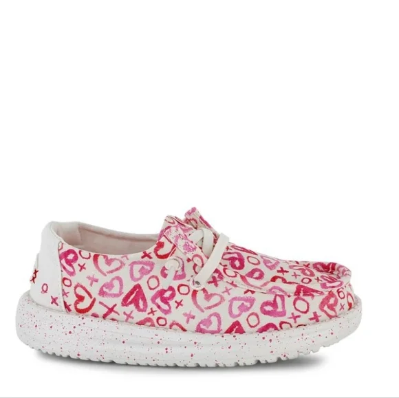 Hey Dude Womens/ Youth  Pink Heart Design