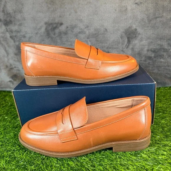 Cole Haan Haverhill Penny Loafers British Tan Leather W31769 Womens size 6.5 B