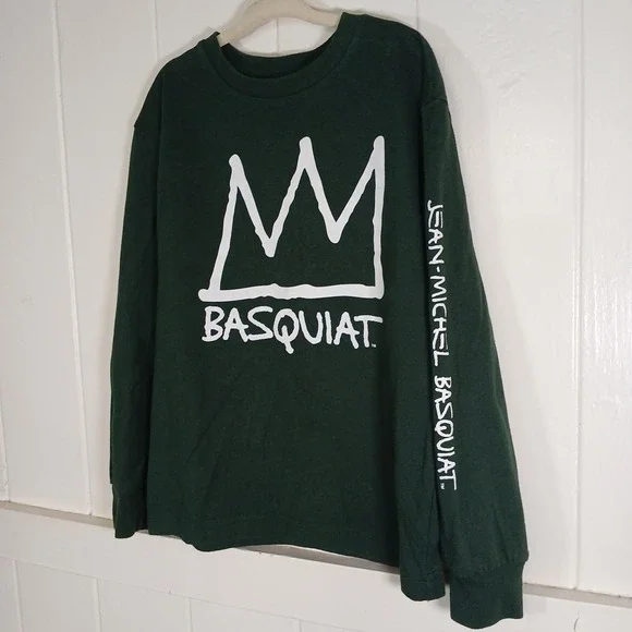GAP KIDS‎ × Jean-Michel Basquiat Shirt Logo Spellout Boy's Small (6-7) Green LS