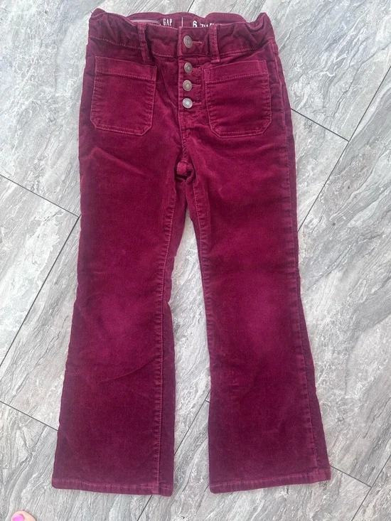 GAP Girls Deep Burgundy Corduroy Flare Jeans size 6