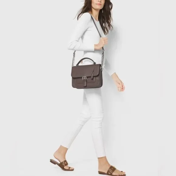 MICHAEL KORS Cooper In Cinder Pebbled Leather Satchel Handbag Shoulder Bag Sleek