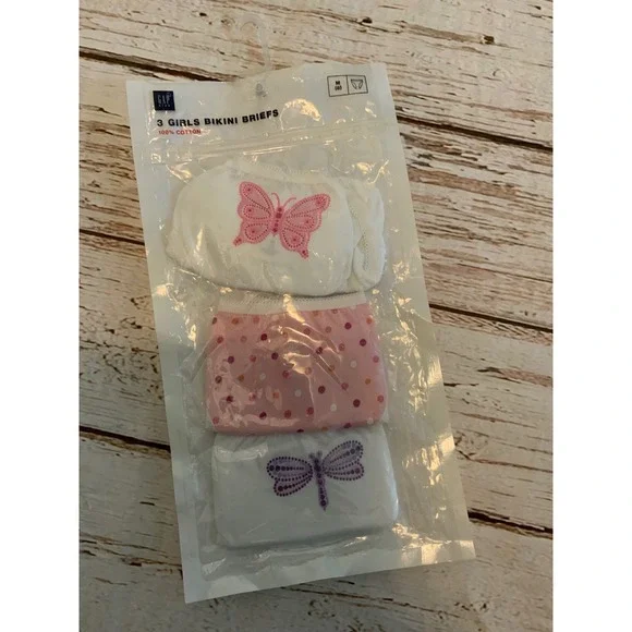 Gap Kids‎ Girls 3 Pack Bikini Briefs Cotton Butterfly Polka Dot Size M 8 NIP