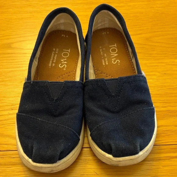 TOMS Kids Navy Blue Canvas Slip-On Moccasins US 12 (Toddler)