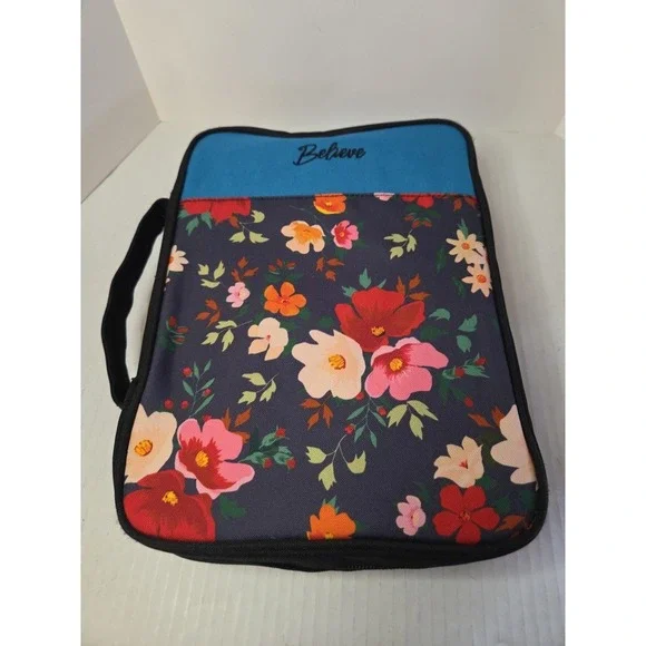 X Large Teal Bible Cover Carrying Case‎ Floral Design