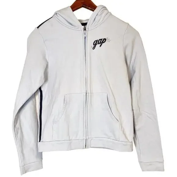 Vintage GAP Hoodie 2005 Juniors XXL 14-16 Powder Blue Full Zip‎ Sweatshirt Y2K