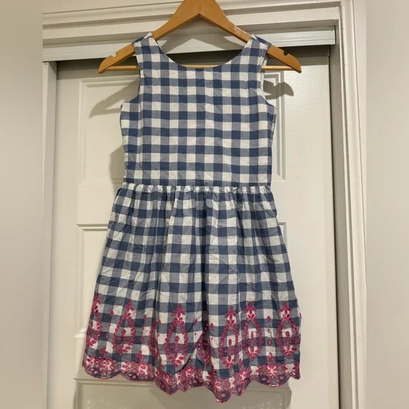 GAP kids Blue Gingham Eyelet trim dress