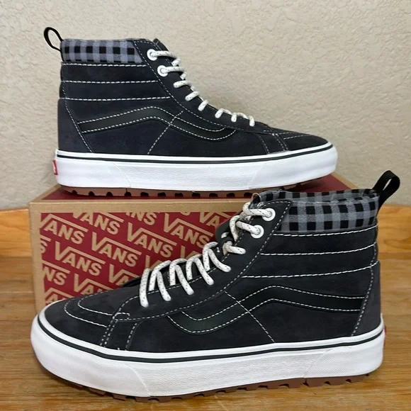 Vans Sk8-Hi Mte 1 plaid grey white ultra Cush allweather men’s 7 or women’s 8.5