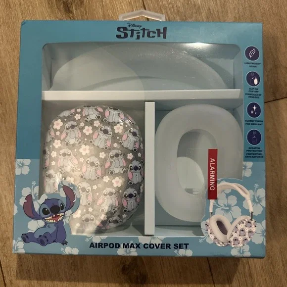 Disney‎ Stitch Cartoon Glossy Cover Set Blue White for AirPods Max Clip On
